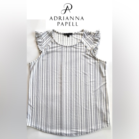 ADRIANNA PAPELL Flutter Sleeve Blouse with Button Details Size M - Picture 1 of 8